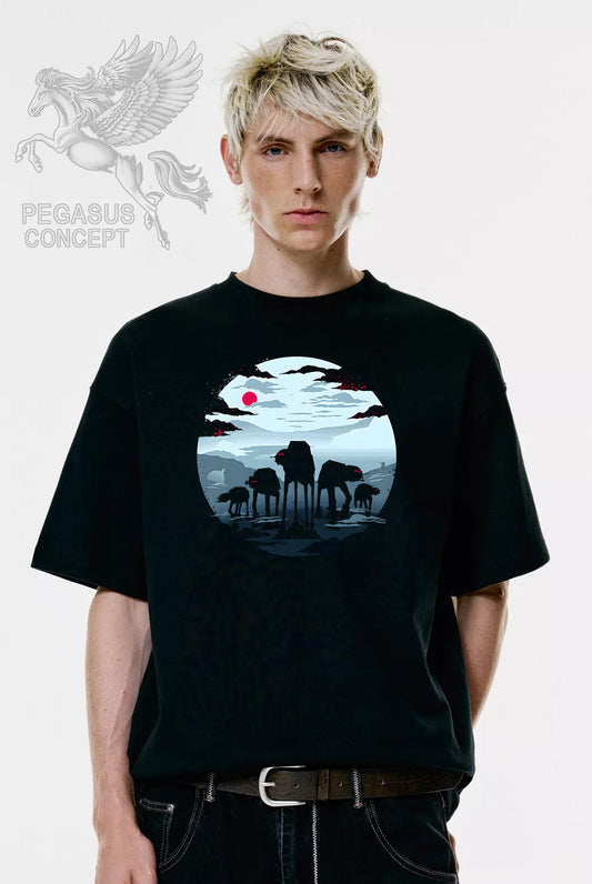 Μπλούζα μακό Premium ποιότητας σε χρώμα μαύρο με τύπωμα Star Wars At At