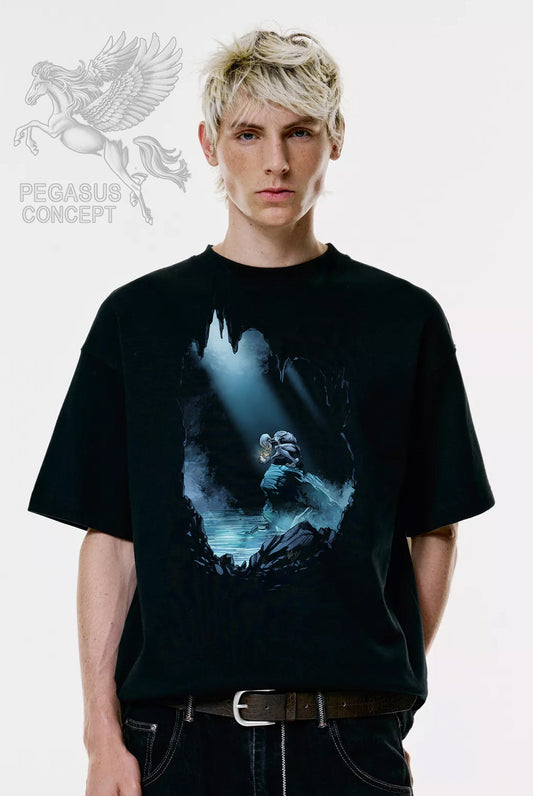 Μπλούζα μακό Premium ποιότητας σε χρώμα μαύρο με τύπωμα Lord of the Rings Golum