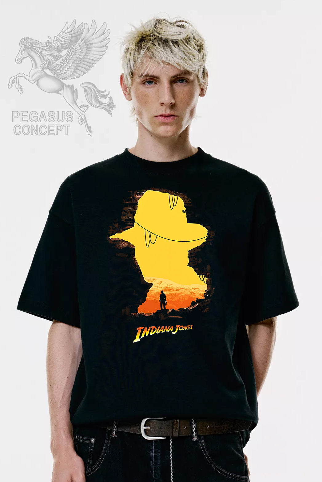 Μπλούζα μακό Premium ποιότητας σε χρώμα μαύρο με τύπωμα Indiana Jones