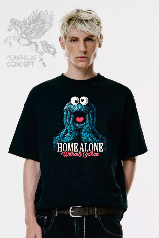 Μπλούζα μακό Premium ποιότητας σε χρώμα μαύρο με τύπωμα Sesame street- Home Alone