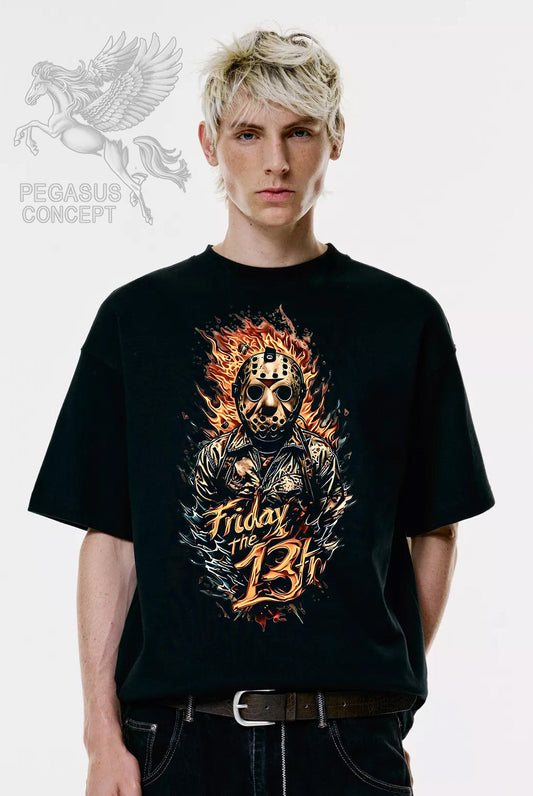 Μπλούζα μακό Premium ποιότητας σε χρώμα μαύρο με τύπωμα Friday and 13