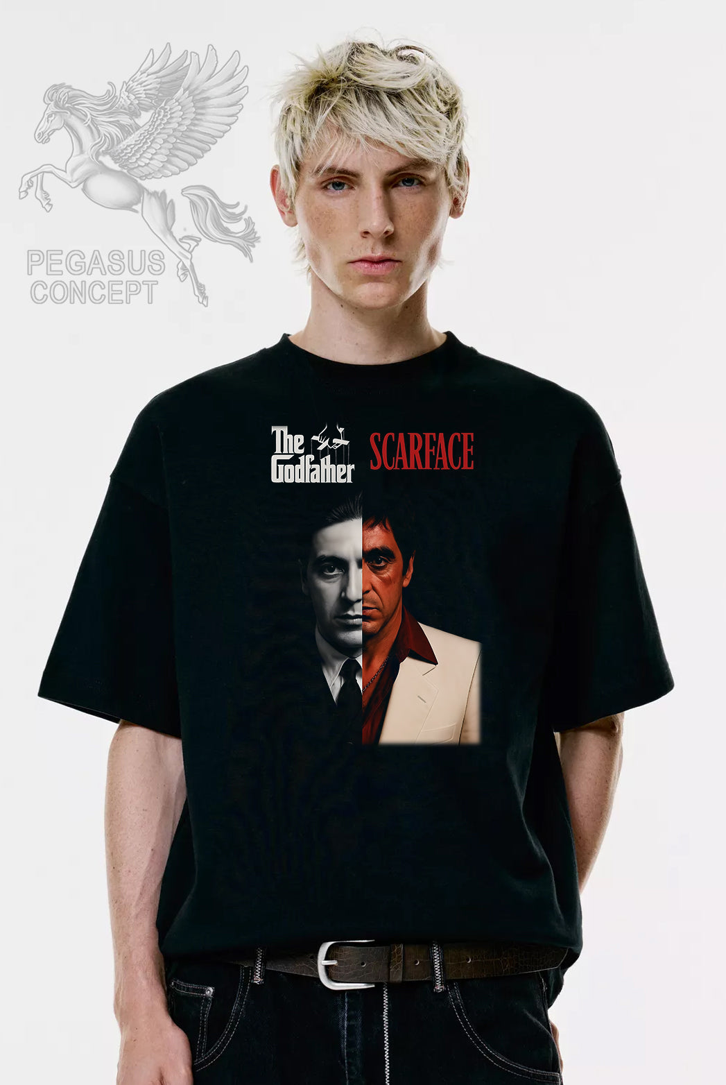 Μπλούζα μακό Premium ποιότητας σε χρώμα μαύρο με τύπωμα The Godfather - Scarface