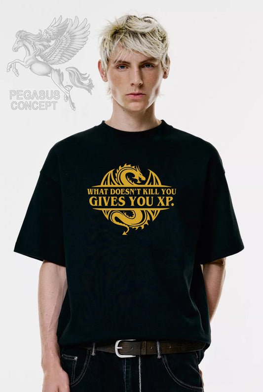 Μπλούζα μακό Premium ποιότητας σε χρώμα μαύρο με τύπωμα Gives you XP
