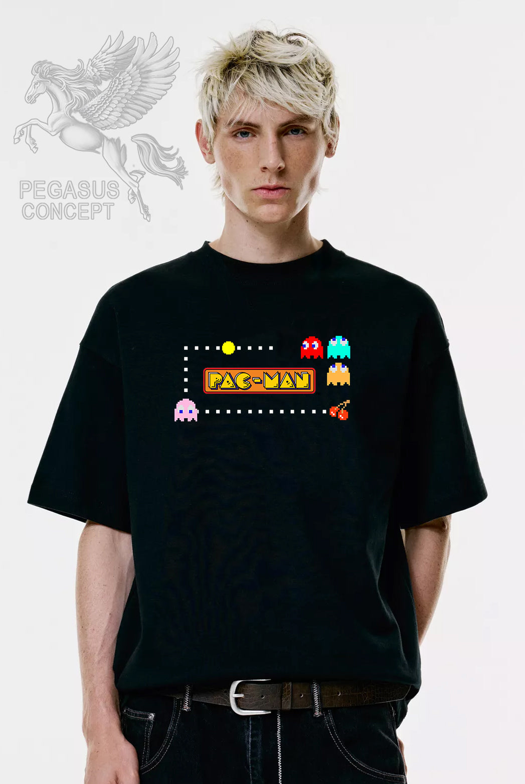 Μπλούζα μακό Premium ποιότητας σε χρώμα μαύρο με τύπωμα Pacman