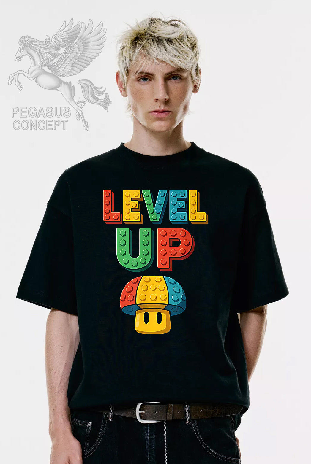 Μπλούζα μακό Premium ποιότητας σε χρώμα μαύρο με τύπωμα Level Up