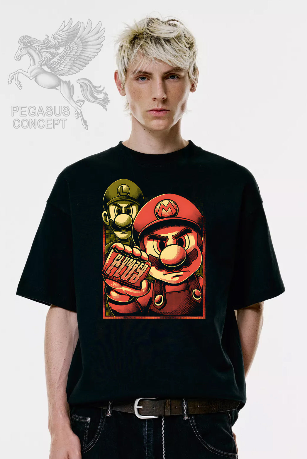 Μπλούζα μακό Premium ποιότητας σε χρώμα μαύρο με τύπωμα Supermario and Luigi