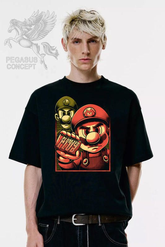 Μπλούζα μακό Premium ποιότητας σε χρώμα μαύρο με τύπωμα Supermario and Luigi