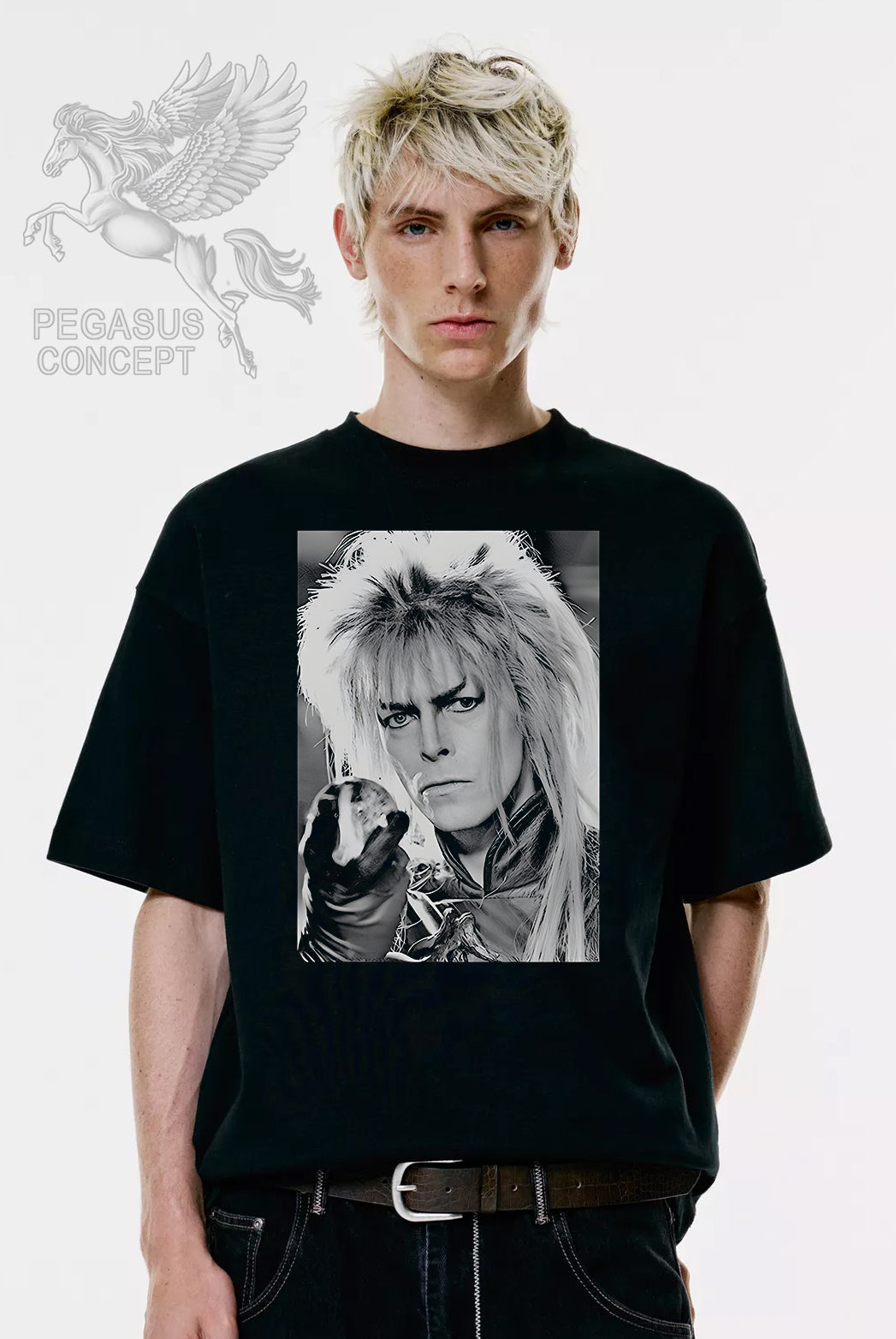 Μπλούζα μακό Premium ποιότητας σε χρώμα μαύρο με τύπωμα Labyrinth - David Bowie