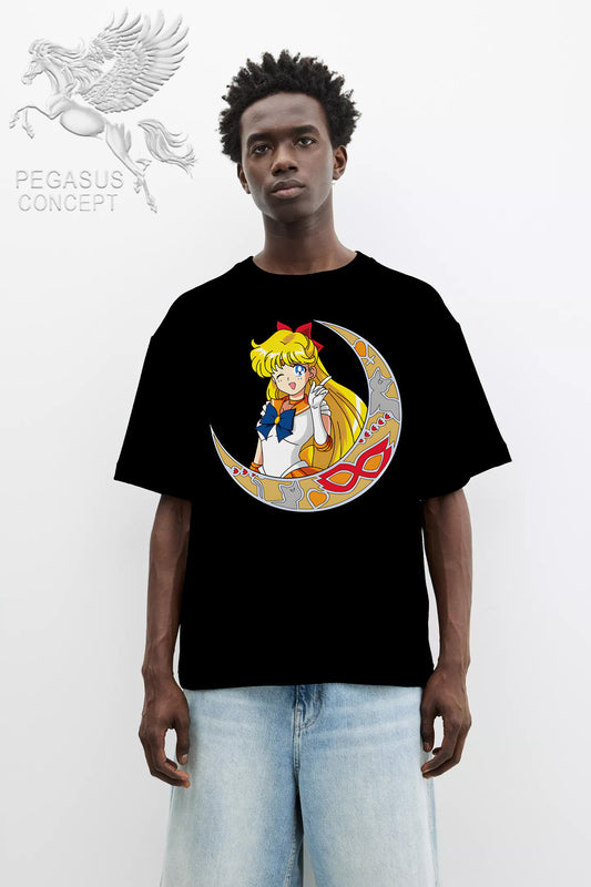 Μπλούζα μακό Premium ποιότητας σε χρώμα μαύρο με τύπωμα Sailor Moon