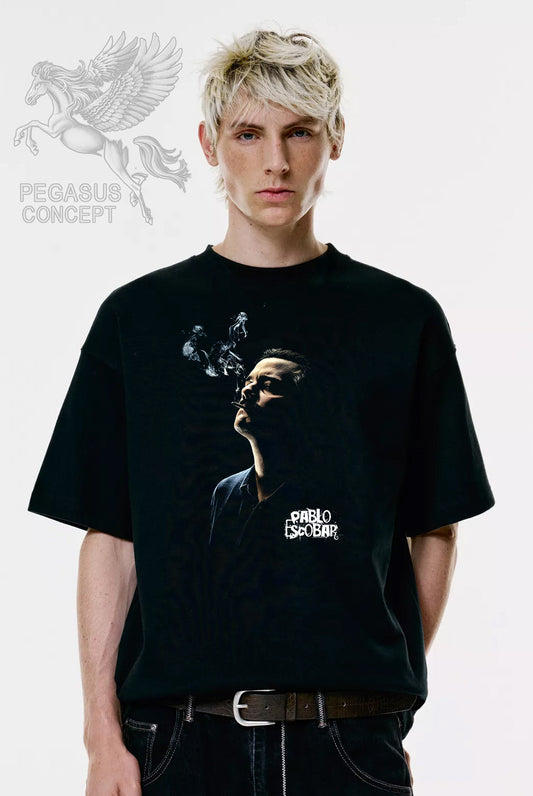 Μπλούζα μακό Premium ποιότητας σε χρώμα μαύρο με τύπωμα Pablo Escobar
