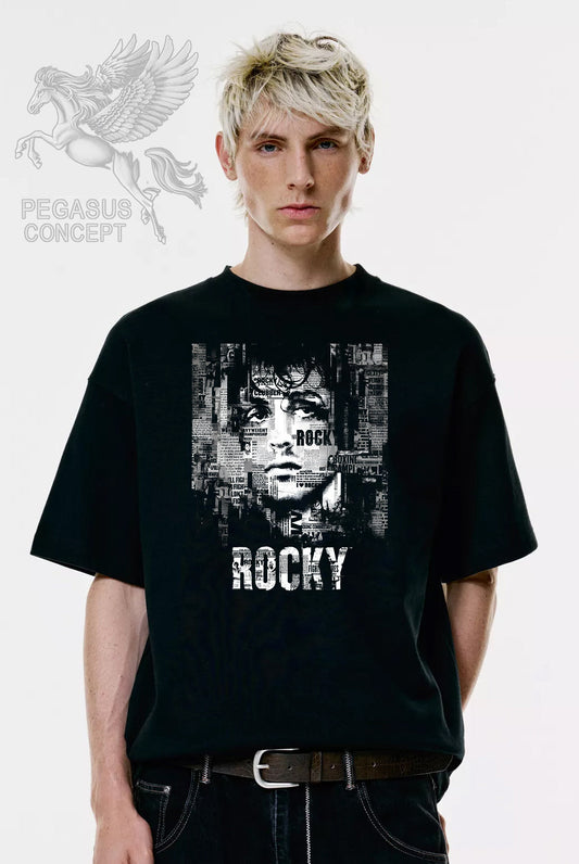 Μπλούζα μακό Premium ποιότητας σε χρώμα μαύρο με τύπωμα Labyrinth - Rocky Balboa