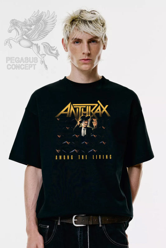 Μπλούζα μακό Premium ποιότητας σε χρώμα μαύρο με τύπωμα Anthrax