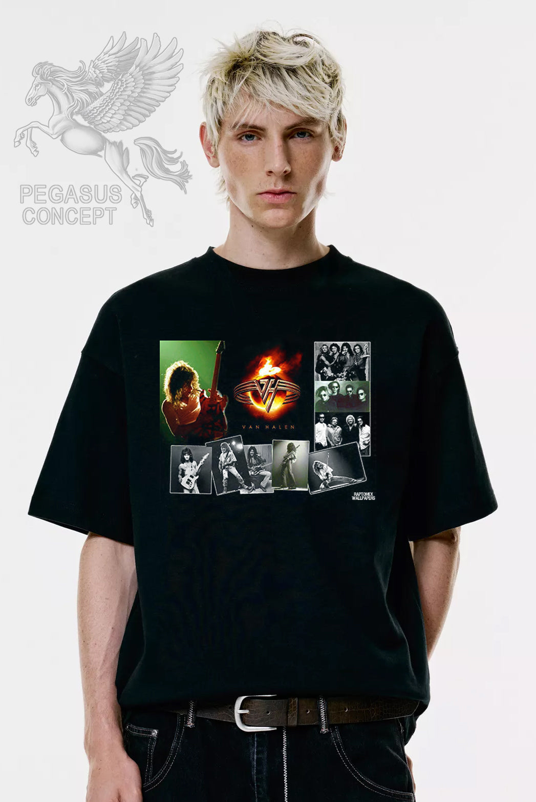 Μπλούζα μακό Premium ποιότητας σε χρώμα μαύρο με τύπωμα Van Halen
