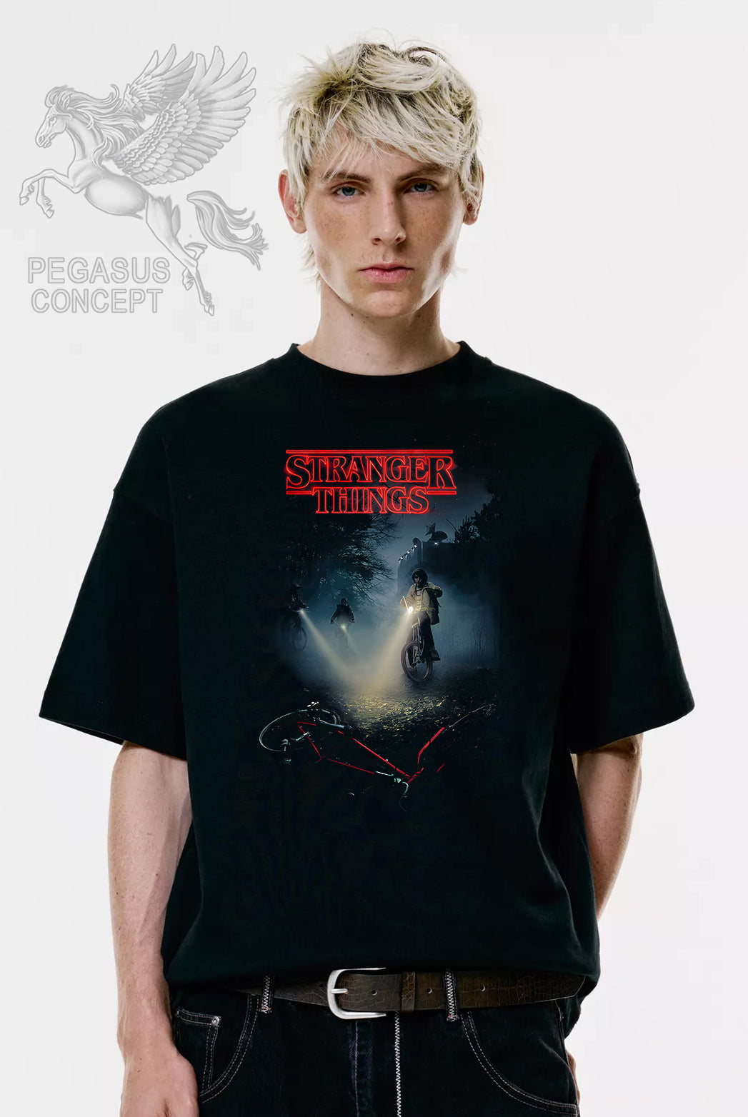 Μπλούζα μακό Premium ποιότητας σε χρώμα μαύρο με τύπωμα Stranger Things