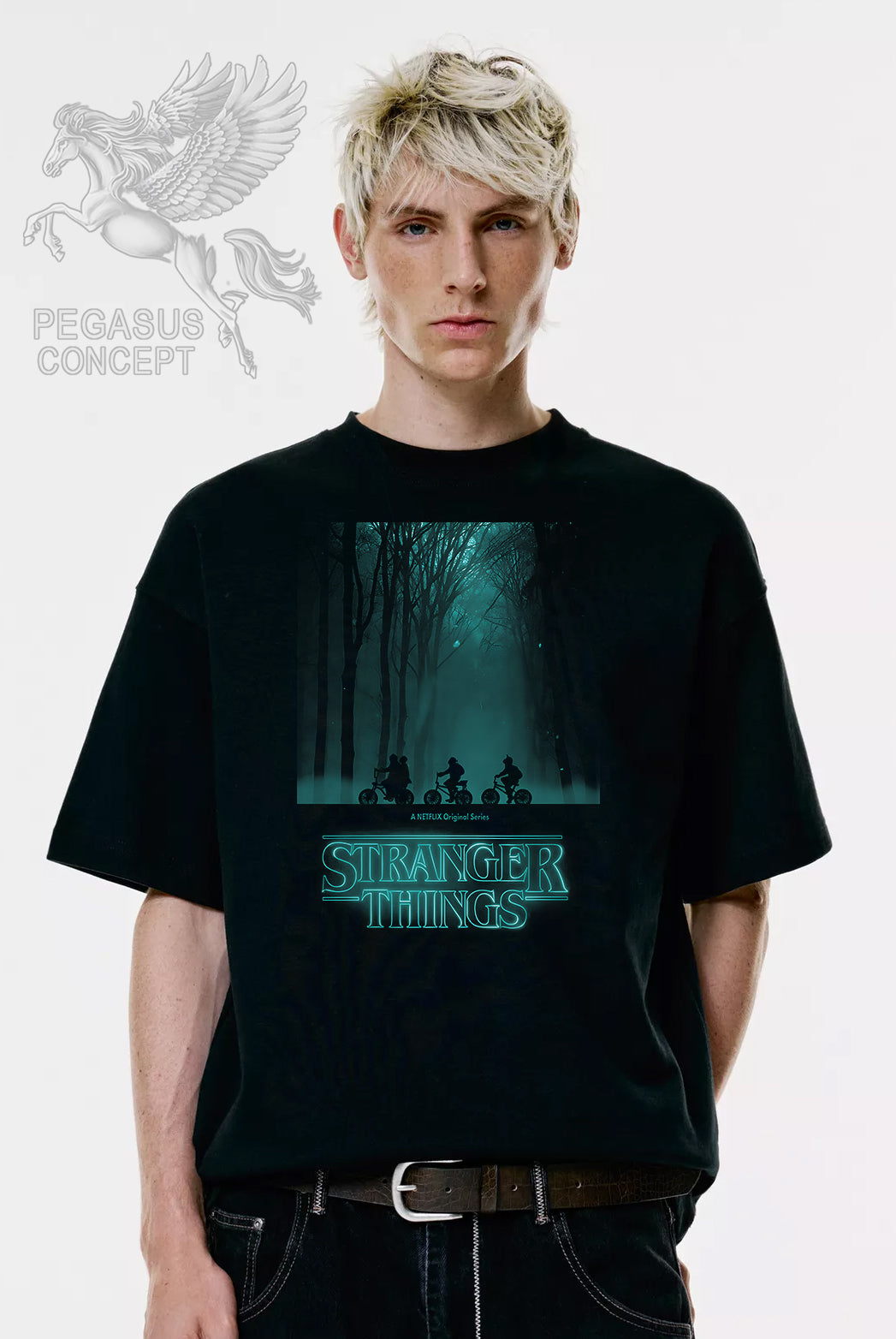 Μπλούζα μακό Premium ποιότητας σε χρώμα μαύρο με τύπωμα Stranger Things