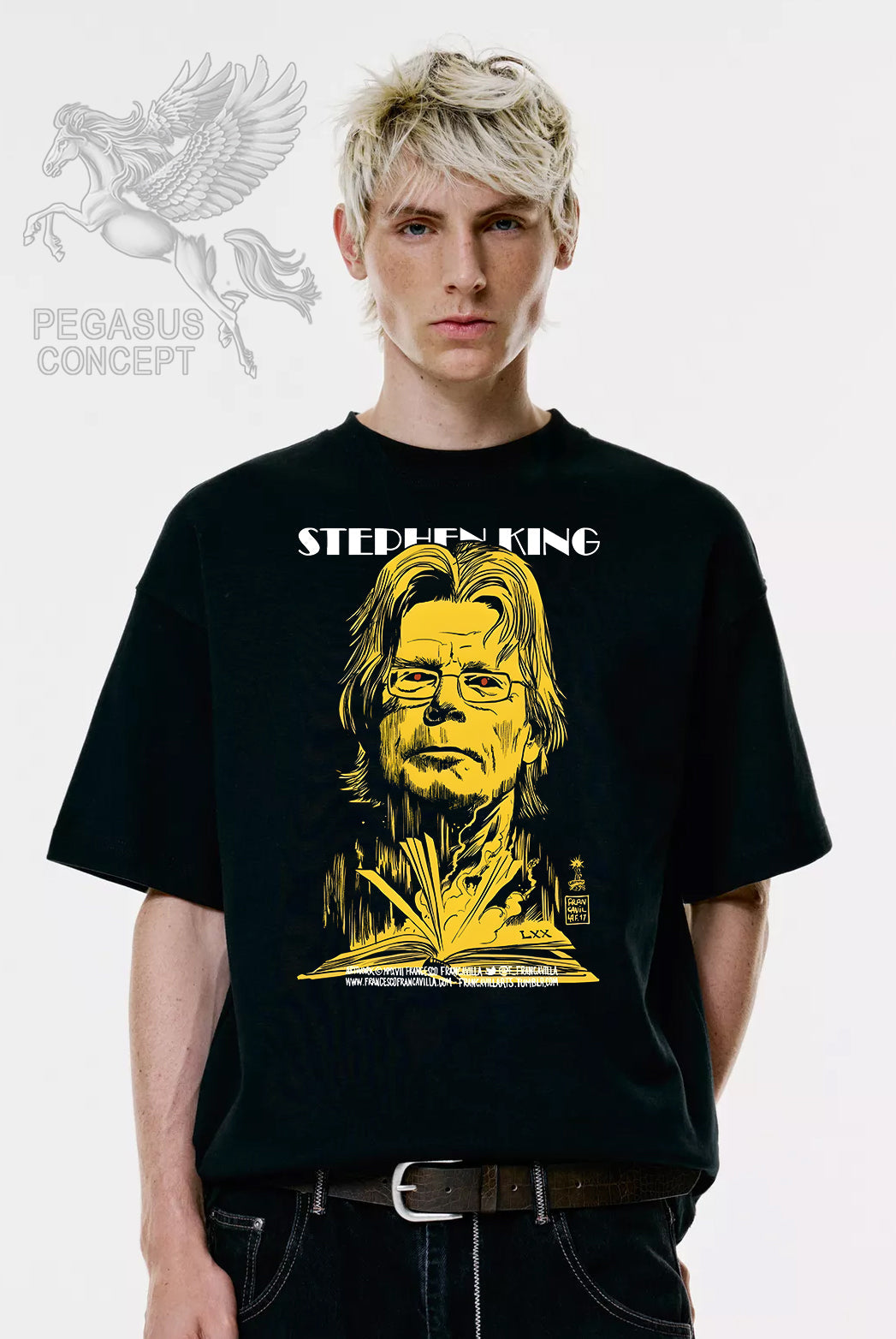 Μπλούζα μακό Premium ποιότητας σε χρώμα μαύρο με τύπωμα Stephen King