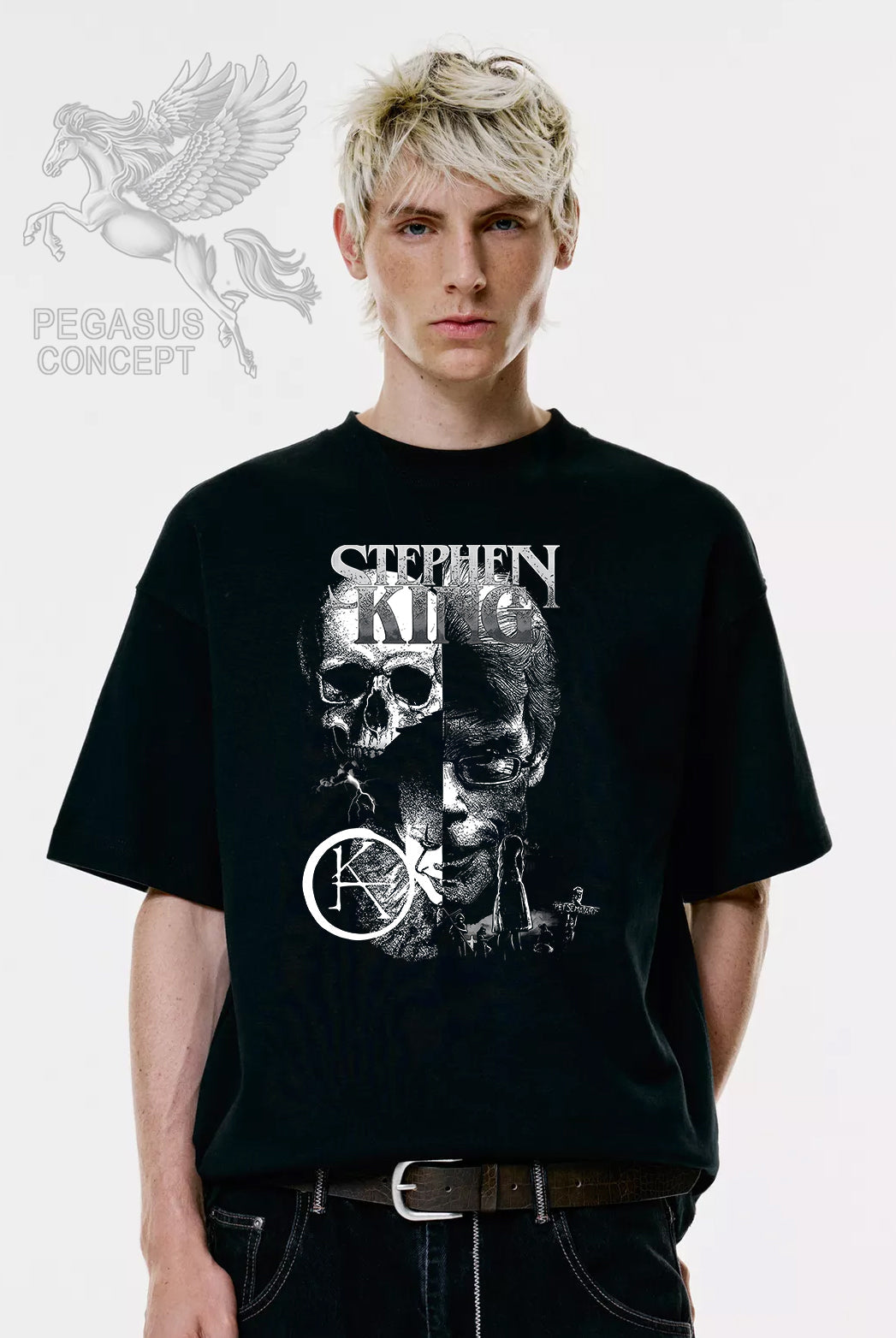 Μπλούζα μακό Premium ποιότητας σε χρώμα μαύρο με τύπωμα Stephen King