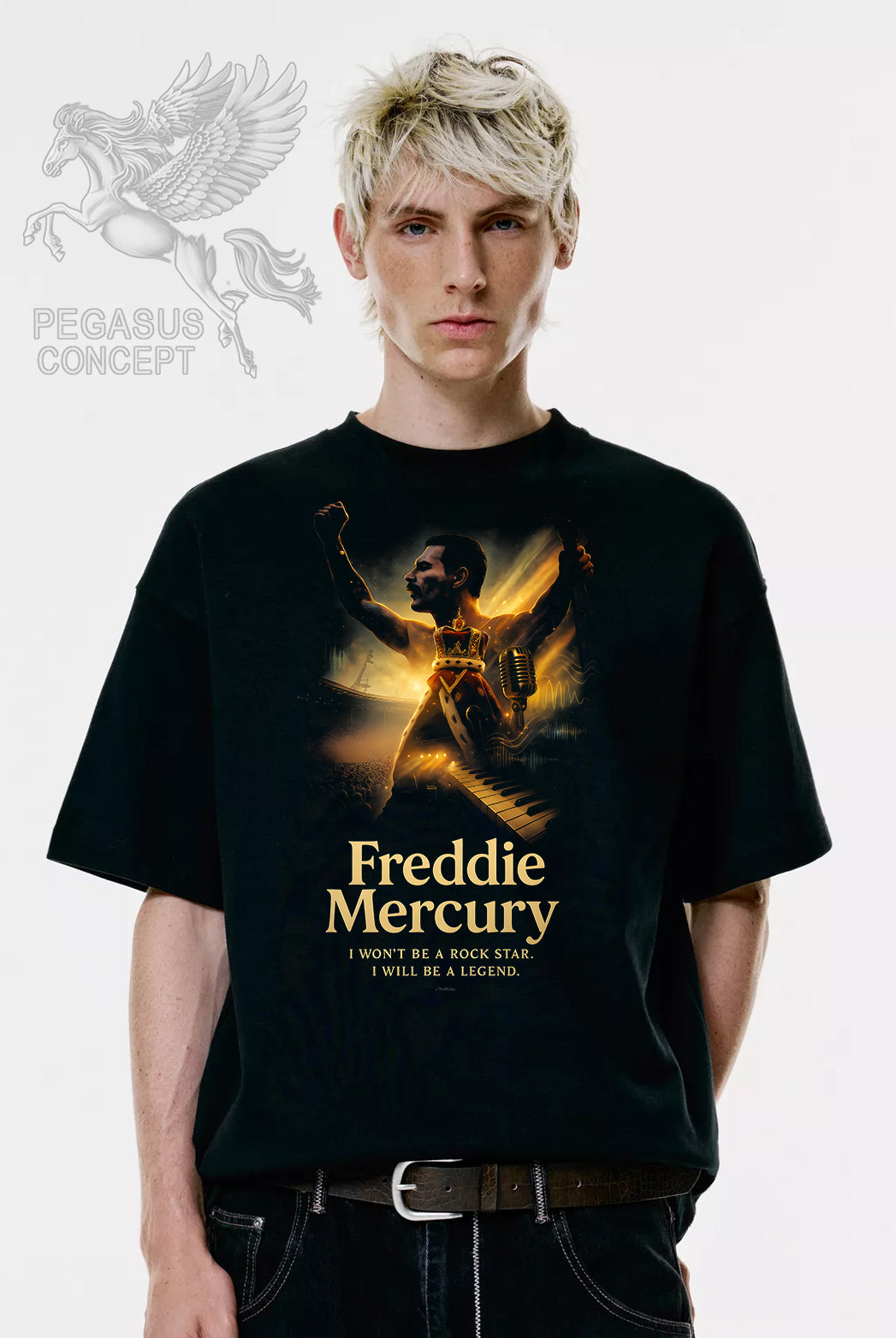 Μπλούζα μακό Premium ποιότητας σε χρώμα μαύρο με τύπωμα Freddie Mercury - Queen