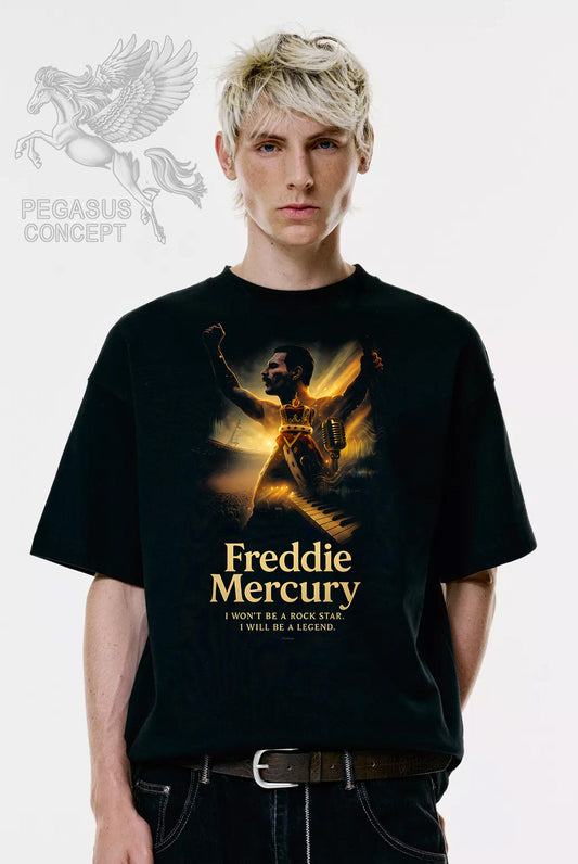 Μπλούζα μακό Premium ποιότητας σε χρώμα μαύρο με τύπωμα Freddie Mercury - Queen