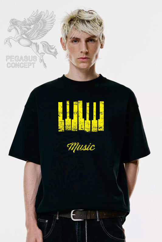 Μπλούζα μακό Premium ποιότητας σε χρώμα μαύρο με τύπωμα Music