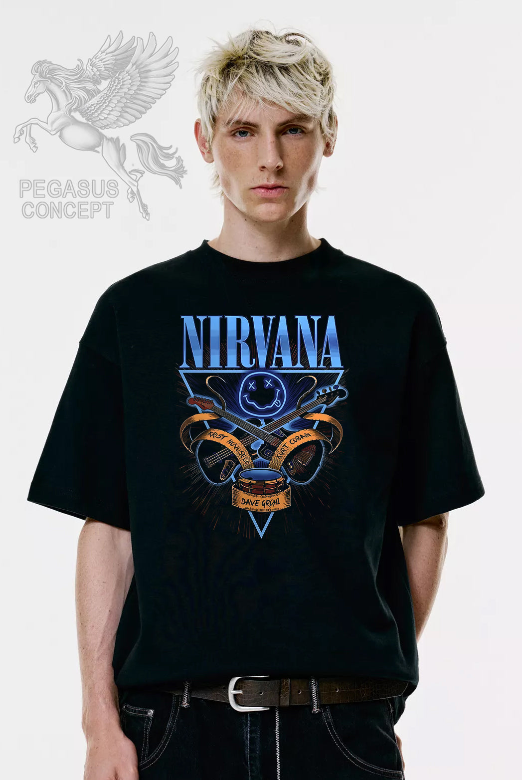 Μπλούζα μακό Premium ποιότητας σε χρώμα μαύρο με τύπωμα Nirvana