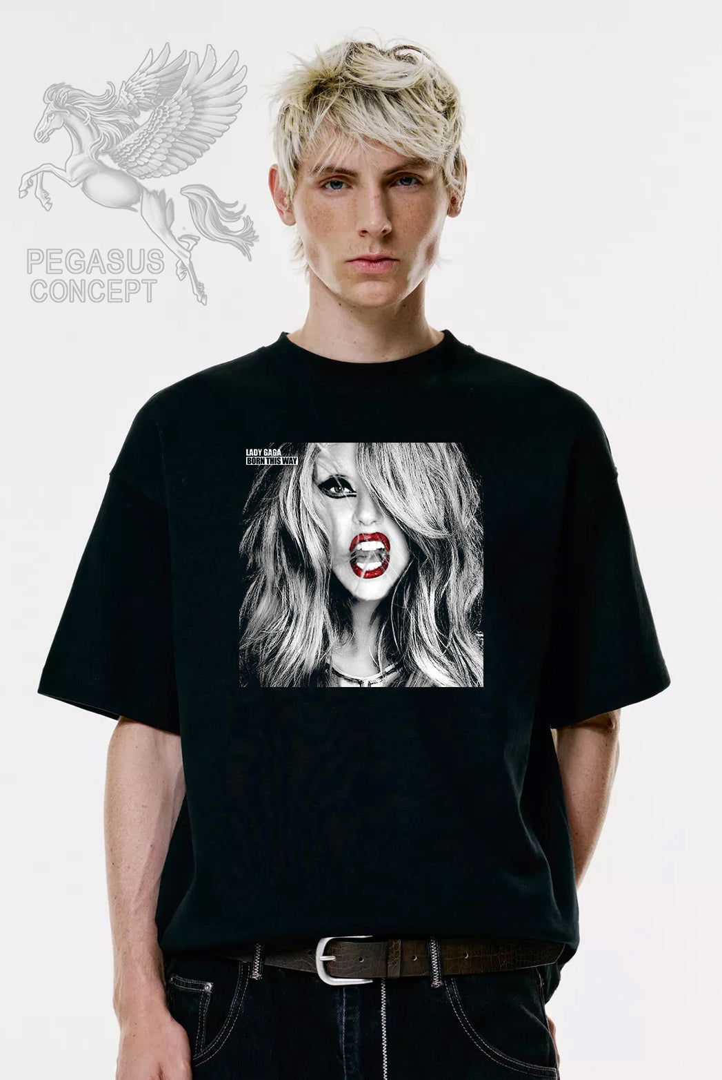 Μπλούζα μακό Premium ποιότητας σε χρώμα μαύρο με τύπωμα Lady Gaga