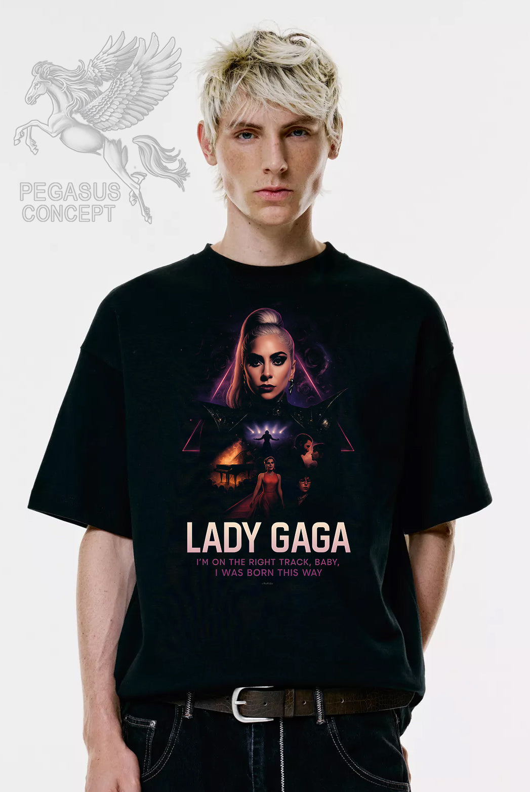 Μπλούζα μακό Premium ποιότητας σε χρώμα μαύρο με τύπωμα Lady Gaga