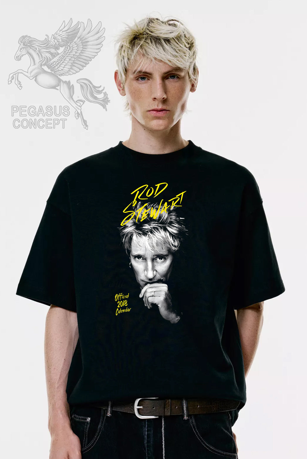 Μπλούζα μακό Premium ποιότητας σε χρώμα μαύρο με τύπωμα Rod Stewart