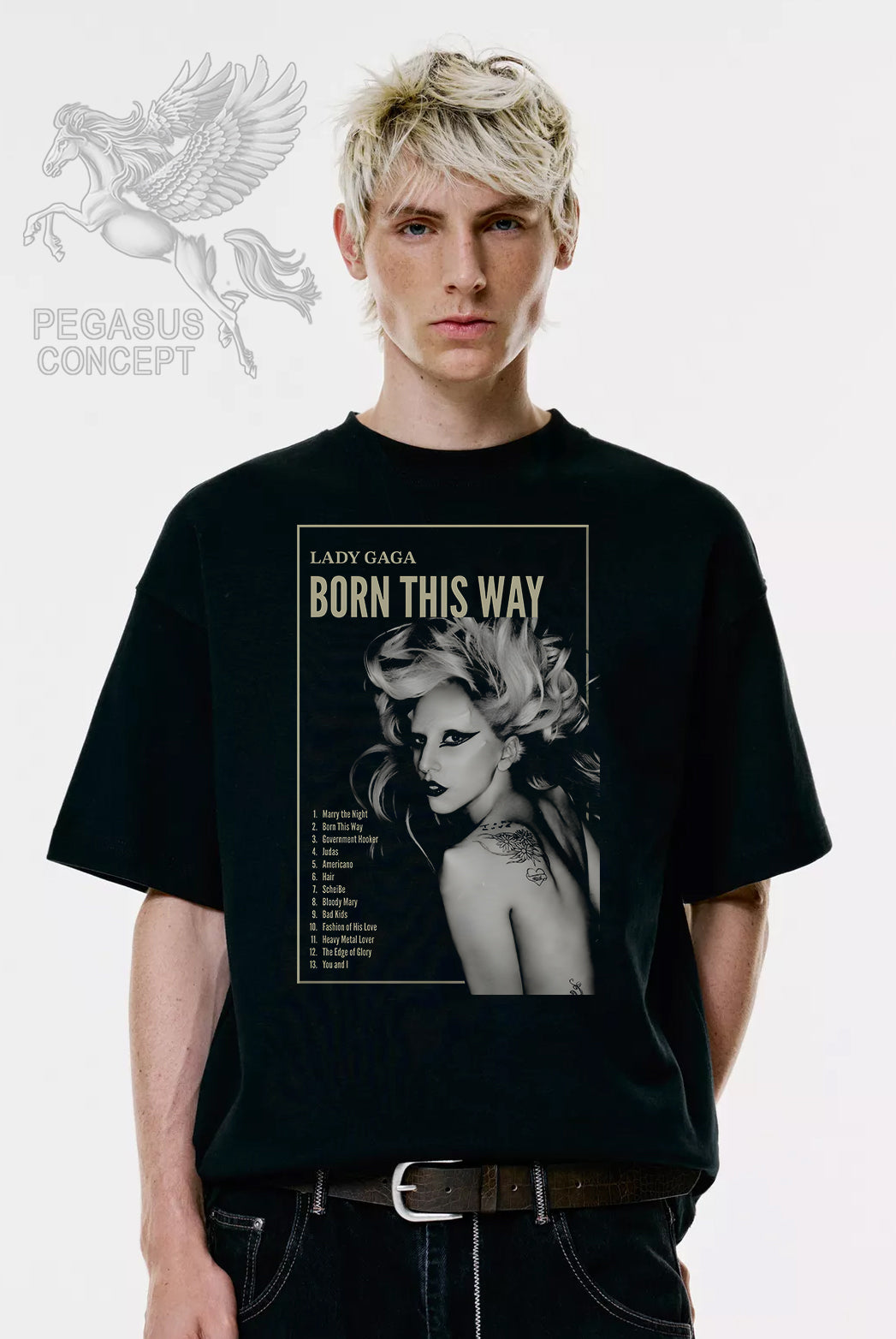 Μπλούζα μακό Premium ποιότητας σε χρώμα μαύρο με τύπωμα Lady Gaga