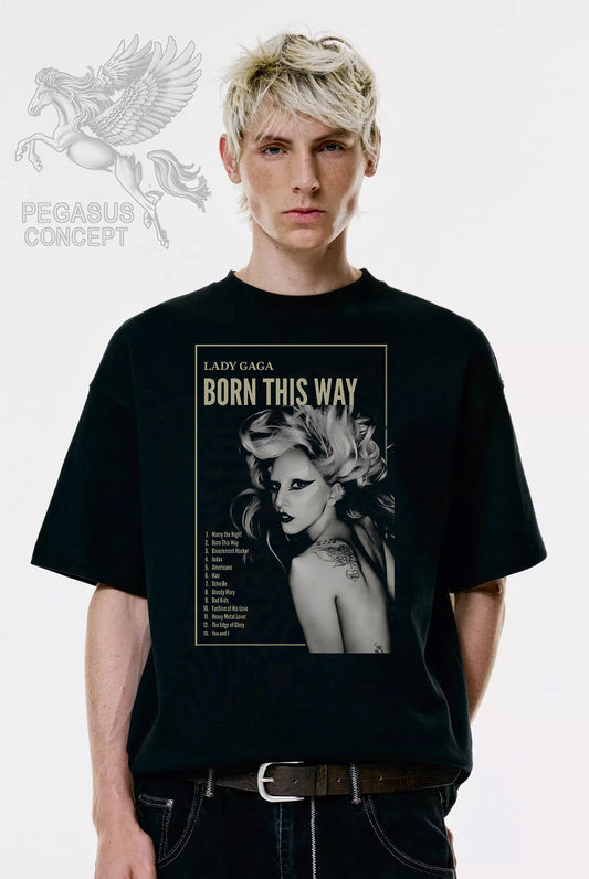 Μπλούζα μακό Premium ποιότητας σε χρώμα μαύρο με τύπωμα Lady Gaga