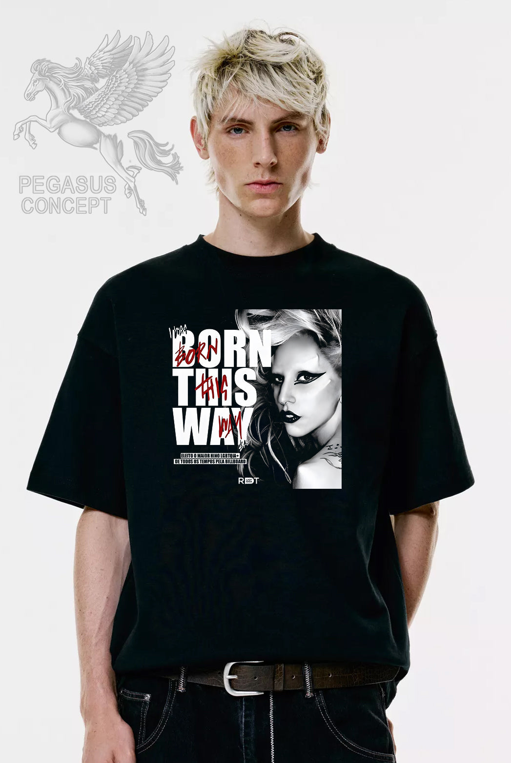 Μπλούζα μακό Premium ποιότητας σε χρώμα μαύρο με τύπωμα Lady Gaga