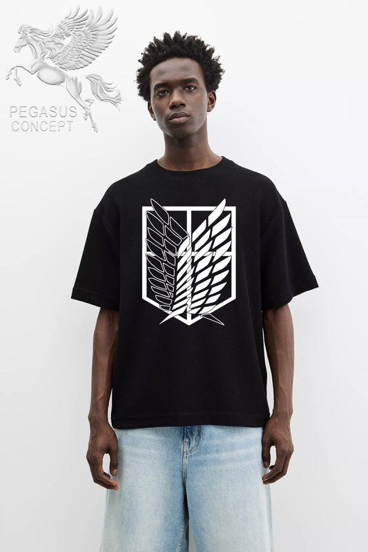 Μπλούζα μακό Premium ποιότητας σε χρώμα μαύρο με τύπωμα Attack on Titan