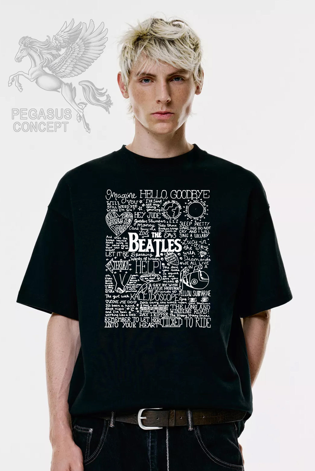 Μπλούζα μακό Premium ποιότητας σε χρώμα μαύρο με τύπωμα The Beatles