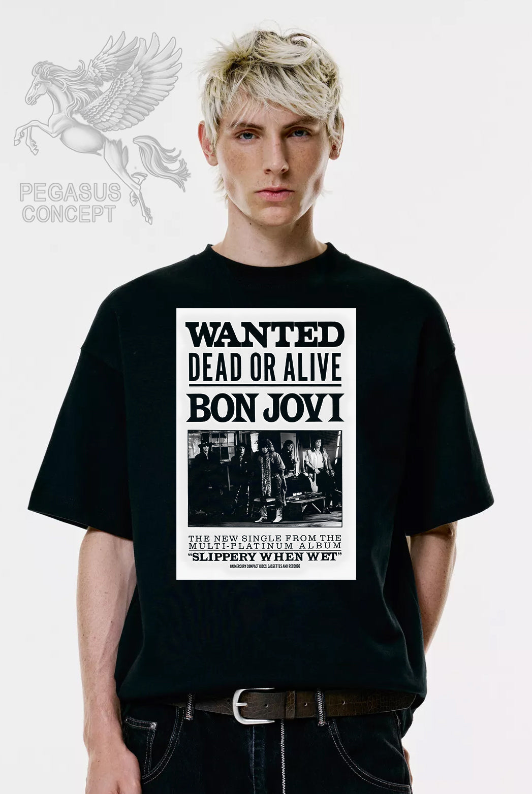 Μπλούζα μακό Premium ποιότητας σε χρώμα μαύρο με τύπωμα Bon Jovi