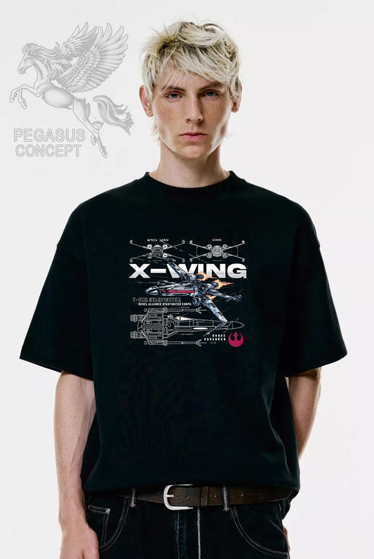 Μπλούζα μακό Premium ποιότητας σε χρώμα μαύρο με τύπωμα Star Wars X-wing