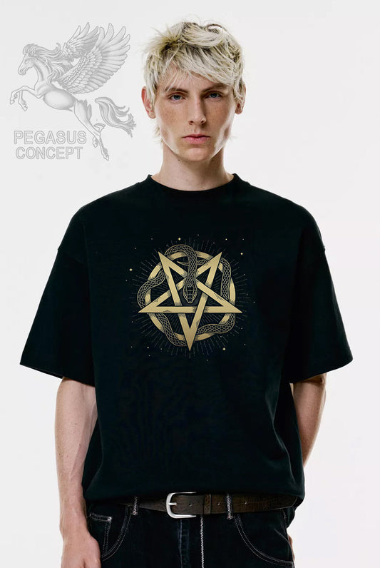 Μπλούζα μακό Premium ποιότητας σε χρώμα μαύρο με τύπωμα Uroboros David Star