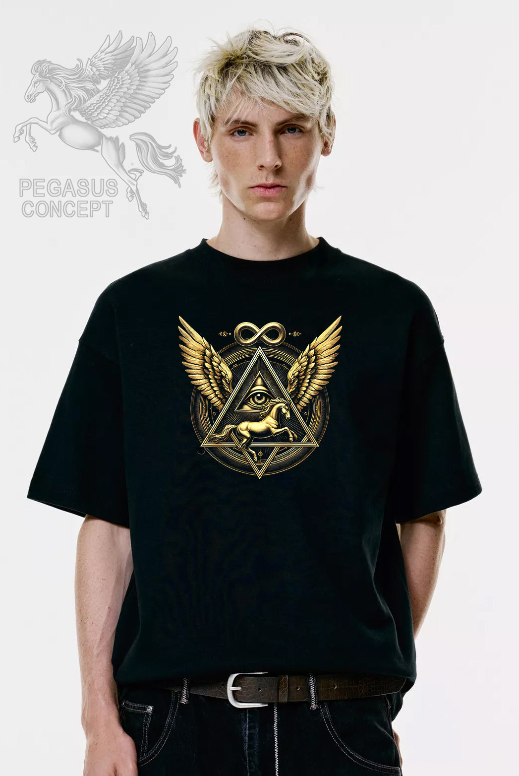 Μπλούζα μακό Premium ποιότητας σε χρώμα μαύρο με τύπωμα Pegasus
