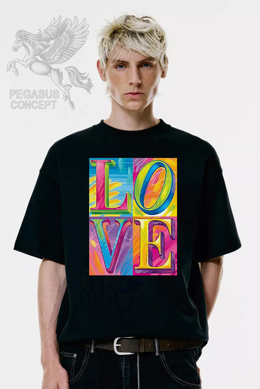 Μπλούζα μακό Premium ποιότητας σε χρώμα μαύρο με τύπωμα Love Hippie