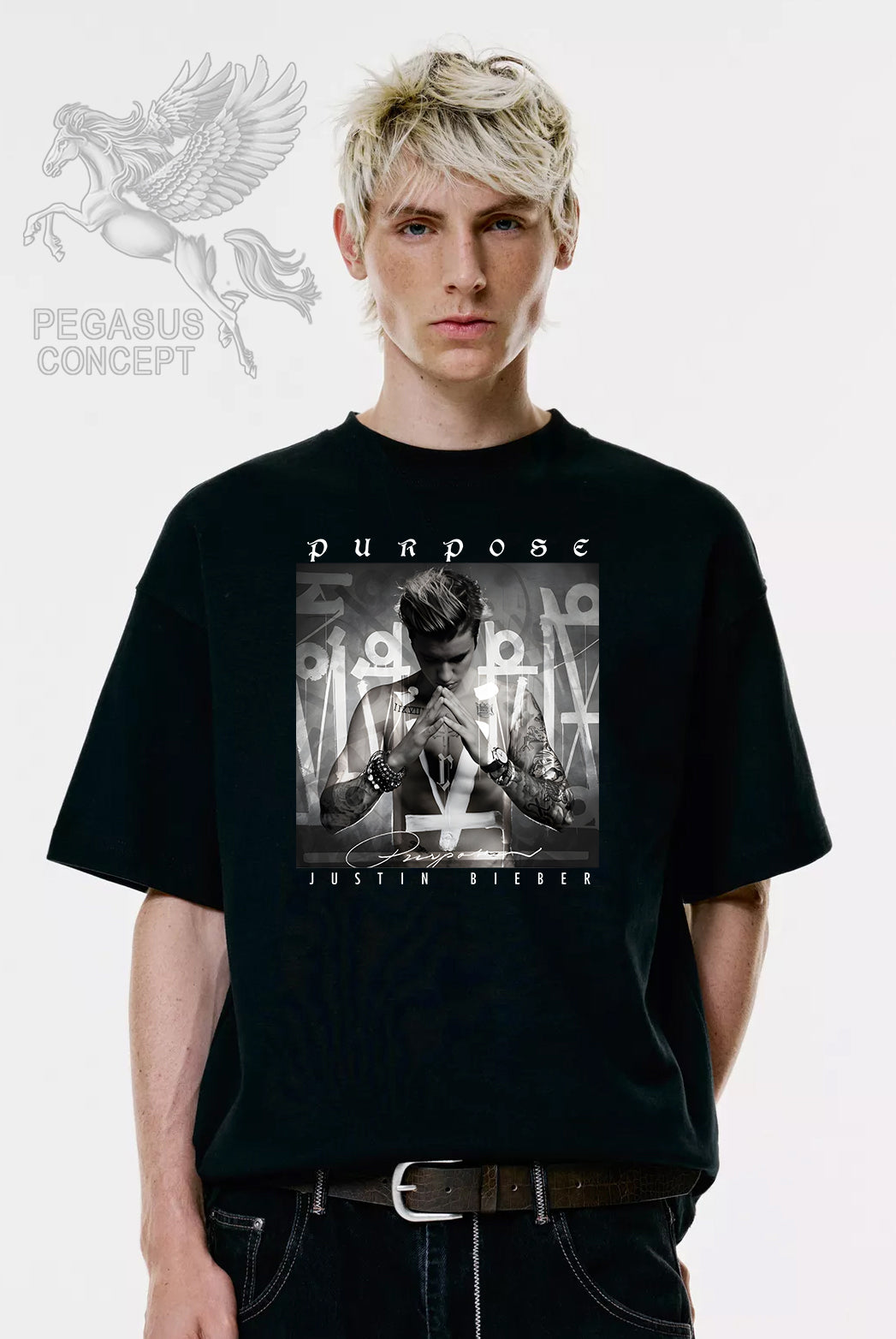 Μπλούζα μακό Premium ποιότητας σε χρώμα μαύρο με τύπωμα Justin Bieber