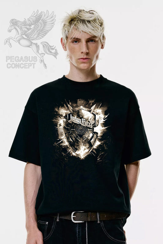 Μπλούζα μακό Premium ποιότητας σε χρώμα μαύρο με τύπωμα Judas Priest