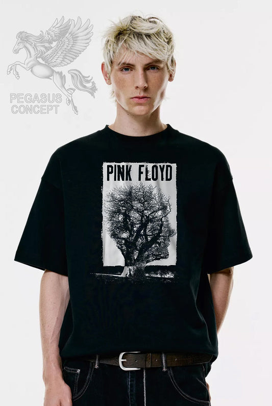 Μπλούζα μακό Premium ποιότητας σε χρώμα μαύρο με τύπωμα Pink Floyd