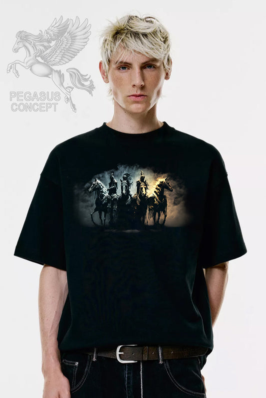 Μπλούζα μακό Premium ποιότητας σε χρώμα μαύρο με τύπωμα 4 Horseman of Apocalypse