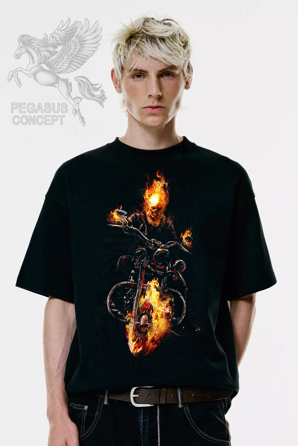 Μπλούζα μακό Premium ποιότητας σε χρώμα μαύρο με τύπωμα Ghost Rider