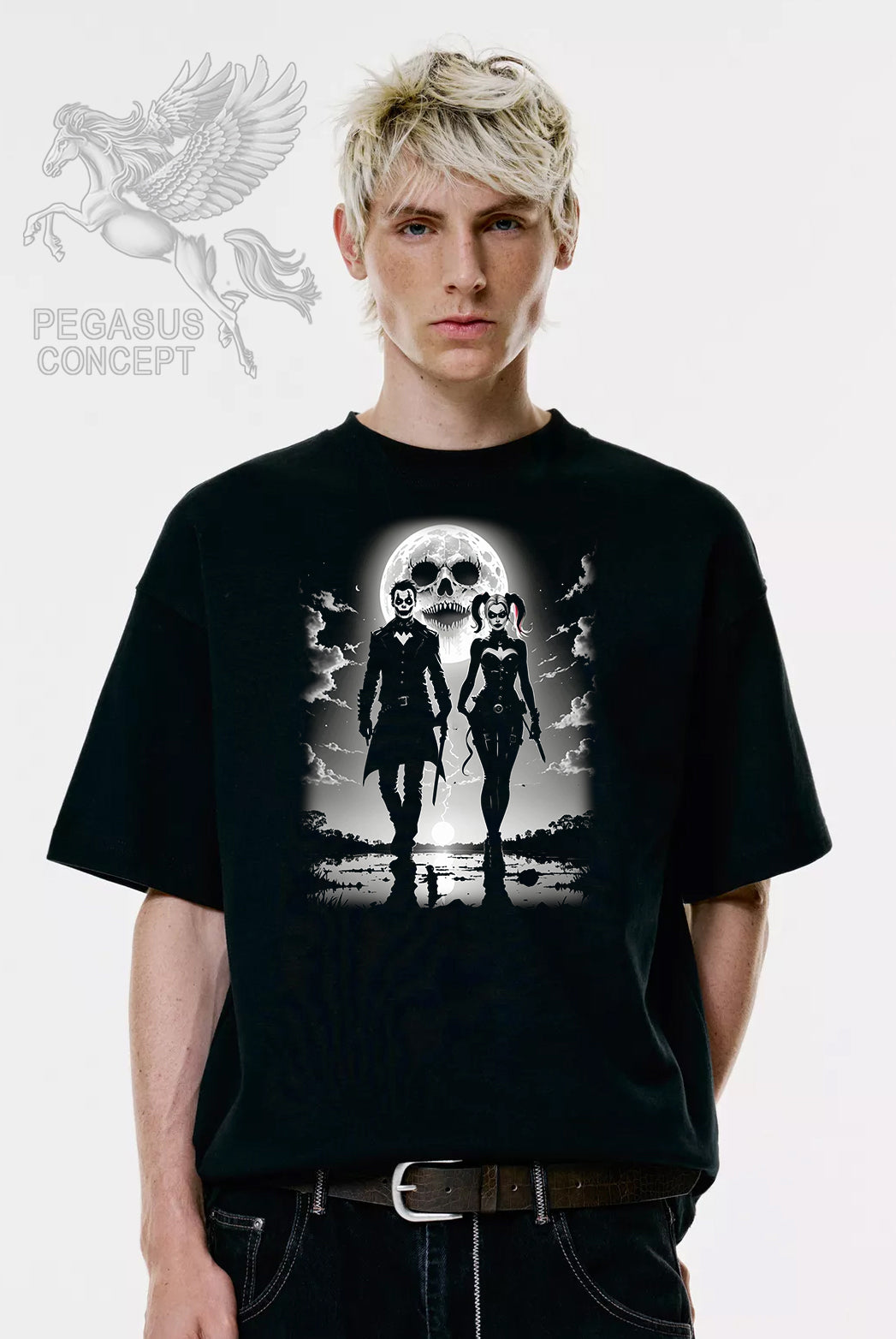 Μπλούζα μακό Premium ποιότητας σε χρώμα μαύρο με τύπωμα Joker & Harley