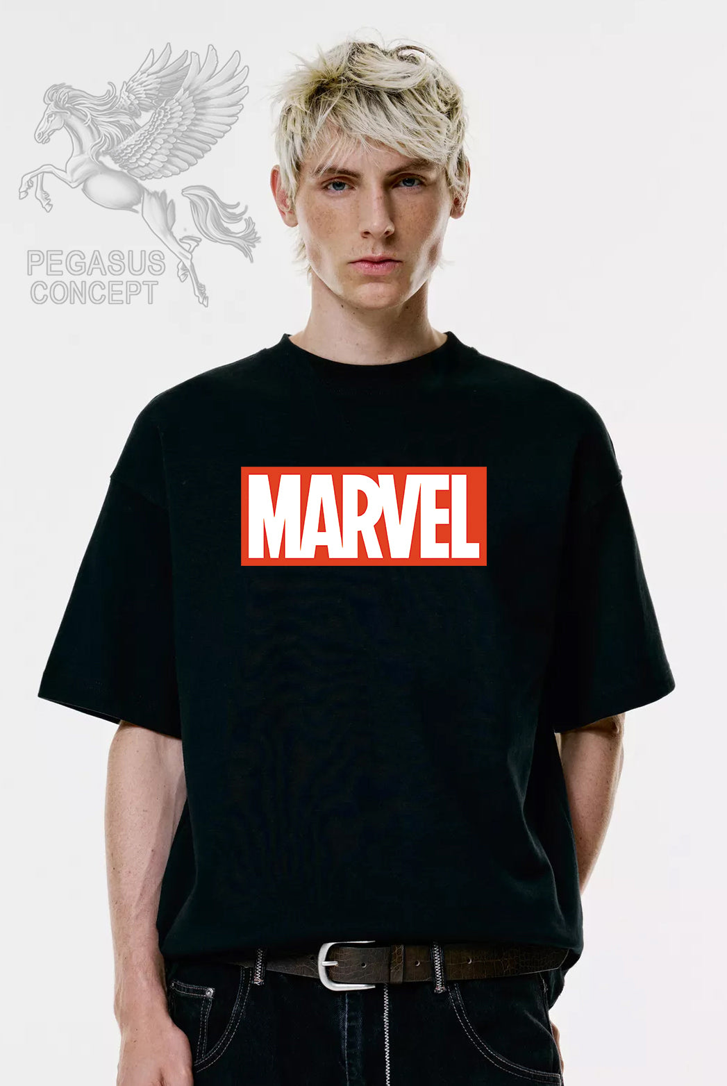 Μπλούζα μακό Premium ποιότητας σε χρώμα μαύρο με τύπωμα Marvel Logo