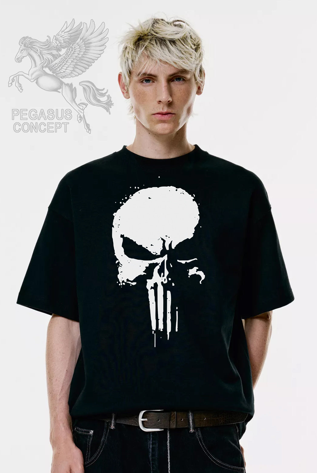 Μπλούζα μακό Premium ποιότητας σε χρώμα μαύρο με τύπωμα Punisher