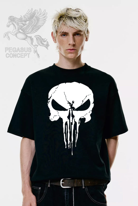 Μπλούζα μακό Premium ποιότητας σε χρώμα μαύρο με τύπωμα Punisher