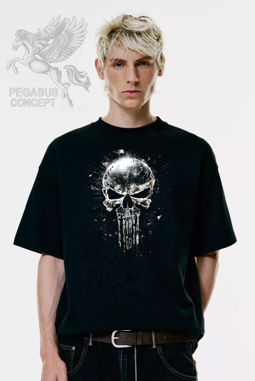 Μπλούζα μακό Premium ποιότητας σε χρώμα μαύρο με τύπωμα Punisher