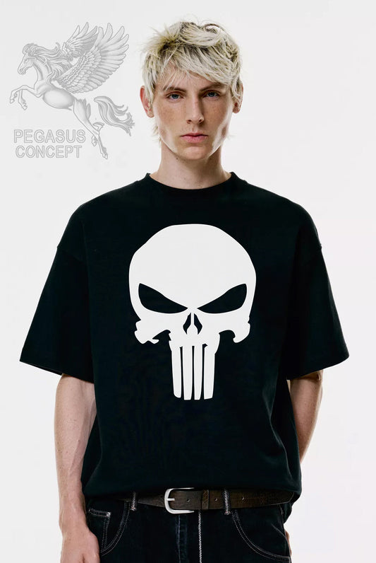 Μπλούζα μακό Premium ποιότητας σε χρώμα μαύρο με τύπωμα Punisher