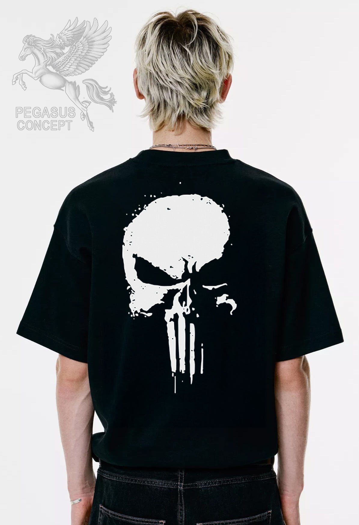 Μπλούζα μακό Premium ποιότητας σε χρώμα μαύρο με τύπωμα Punisher